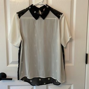 Peter Pan collar polka dot blouse